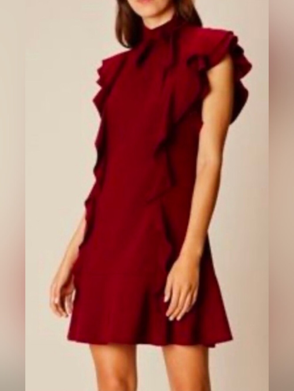 kate spade Burgundy satin crepe flutter sleeve shift dress sz 4